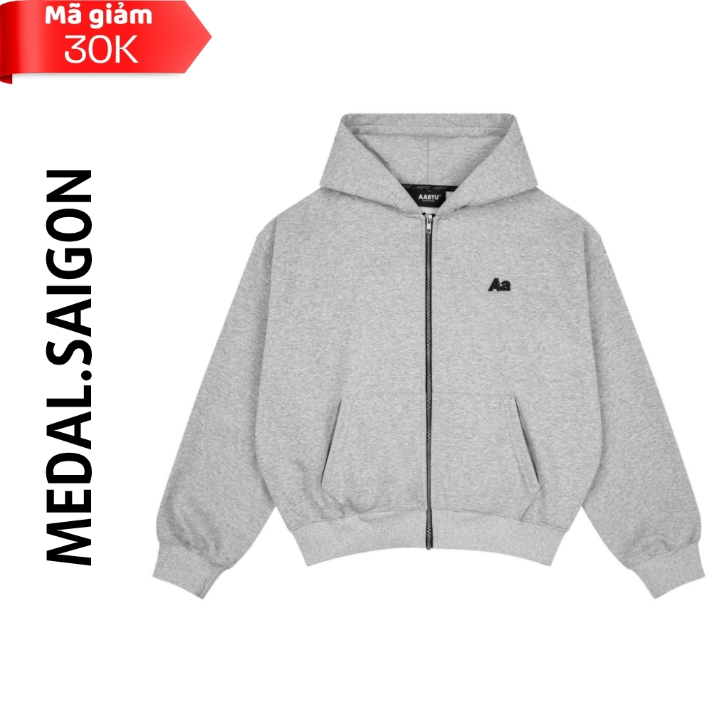 Aastu Zip Hoodie ปัก Ruffled Basic Logo วัสดุขาปูสําหรับผู้ชายและผู้หญิง