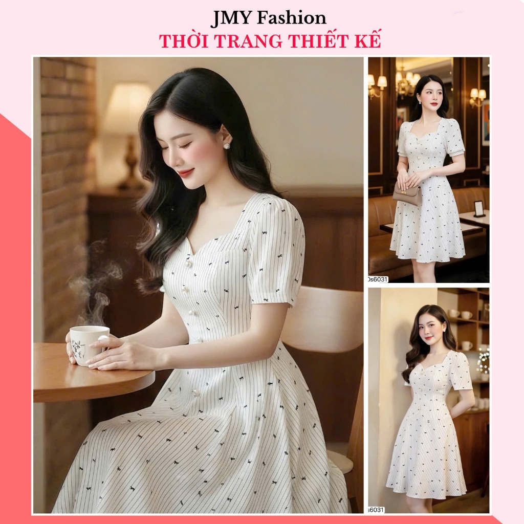 DS6031 เดรสโบว์สีขาวผู้หญิงคอปกบานสั้น [Dolce Viva Collection (DVC/ACC)]