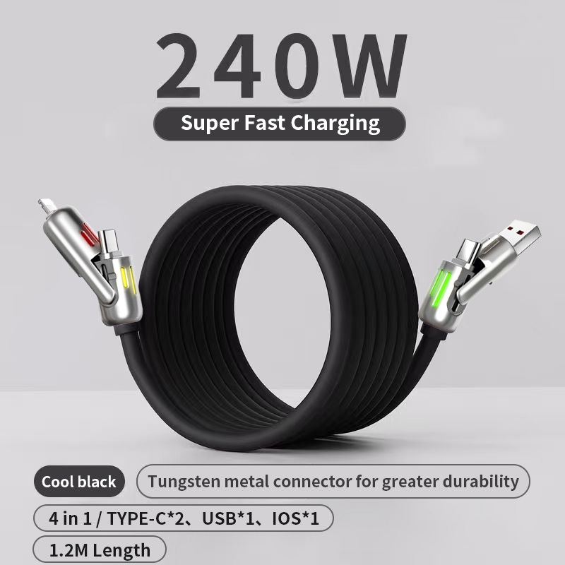 NIUMO 4 in 1 240W สายชาร์จเร็ว Quick Sync Charger อะแดปเตอร์ Type-C