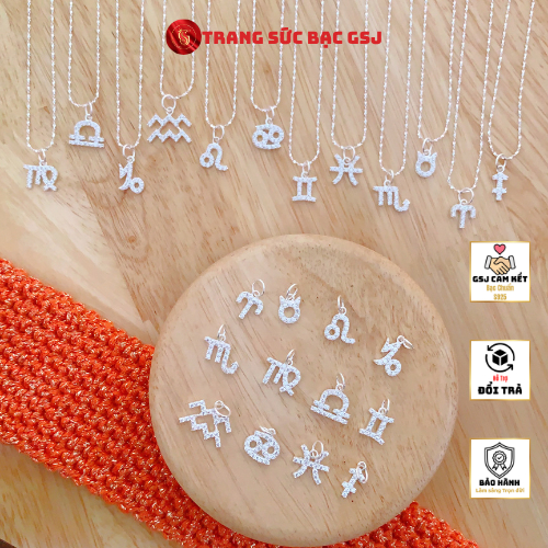 สร้อยคอเงินแท้ 925 12 ราศี ความยาว 45 ซม. ความสูงของหน้า 0.8 ซม. - GSJ - DX45M08