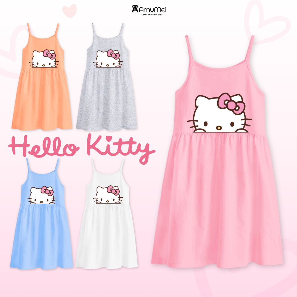 คิตตี้ เอมี่เมย์ เดรสเด็กผู้หญิง 2 สาย เดรสผ้าคอตตอนญี่ปุ่นสุดเท่ สําหรับเด็กทารก 14-50กก. DAMDAY_KT