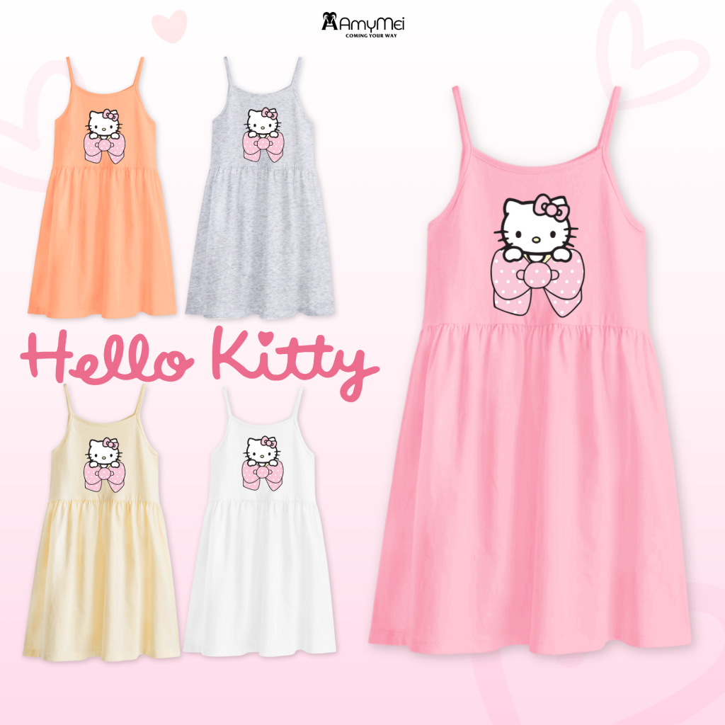 คิตตี้ เอมี่เมย์ เดรสเด็กผู้หญิง 2 สาย เดรสผ้าคอตตอนญี่ปุ่นสุดเท่ สําหรับเด็กทารก 14-50กก. DAMDAY_KT