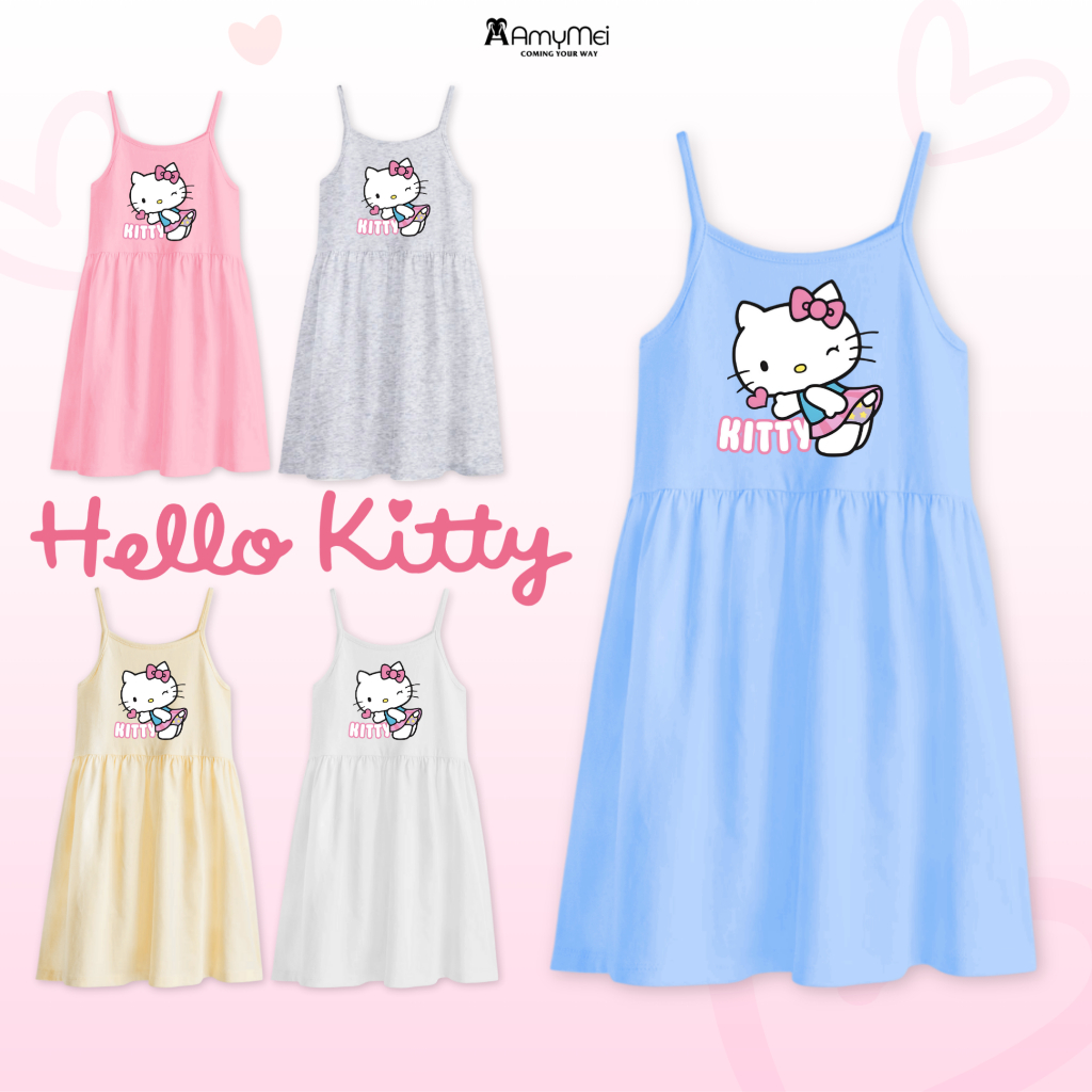 คิตตี้ เอมี่เมย์ เดรสเด็กผู้หญิง 2 สาย เดรสผ้าคอตตอนญี่ปุ่นสุดเท่ สําหรับเด็กทารก 14-50กก. DAMDAY_KT