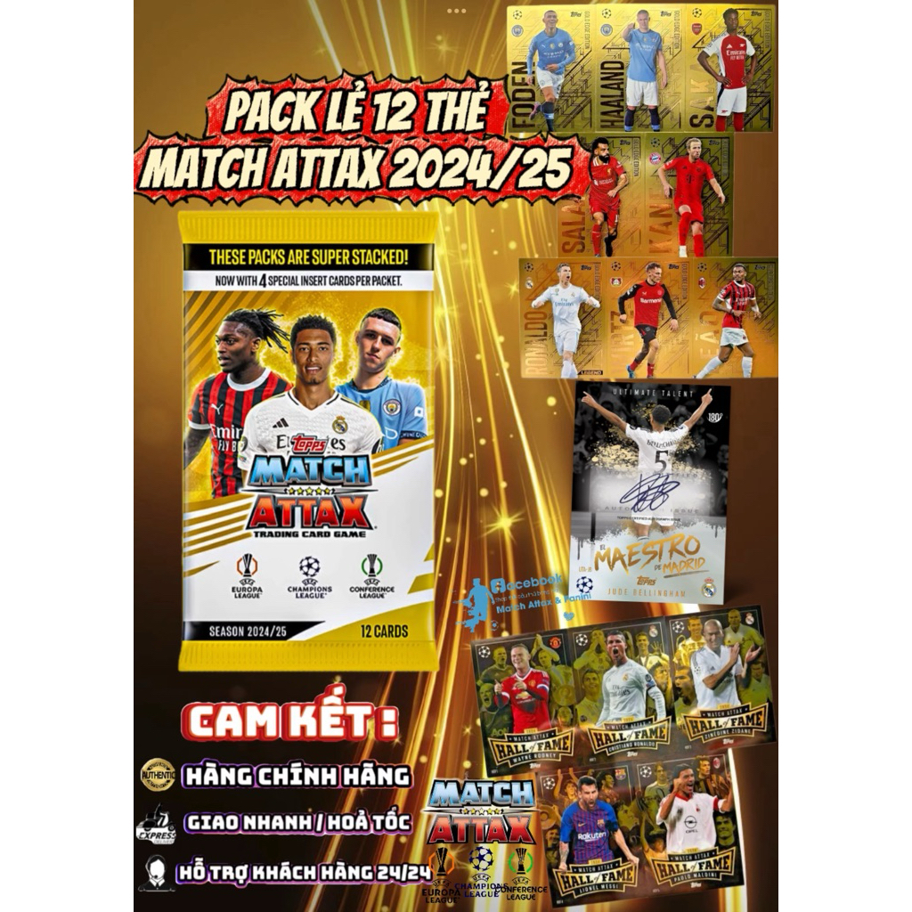 [od แพ็ค 4 เม็ด] 1x Match Attax Champions league 2024/25 (แพ็ค 12 ใบ) (4 เม็ด/ 4 ใบพิเศษ)