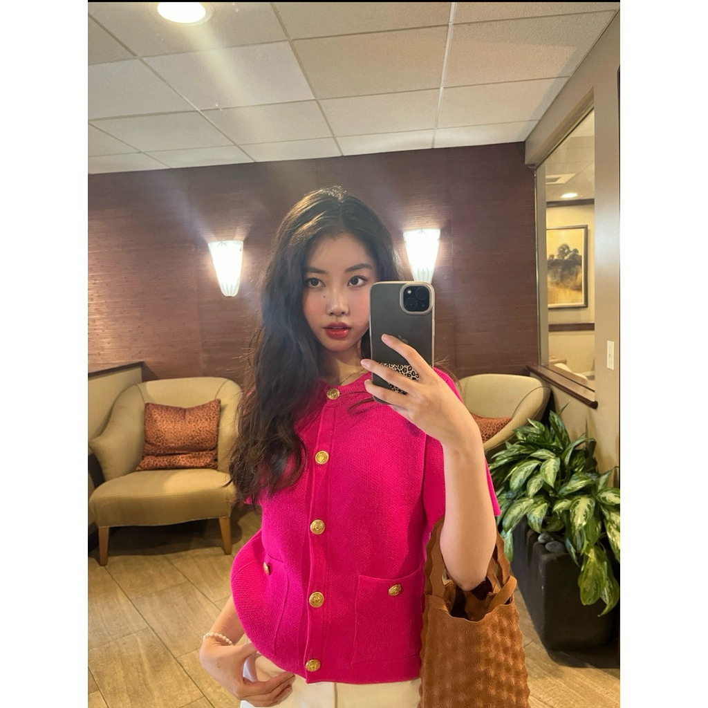 Zara ten oclock คาร์ดิแกนขนสัตว์สีชมพู