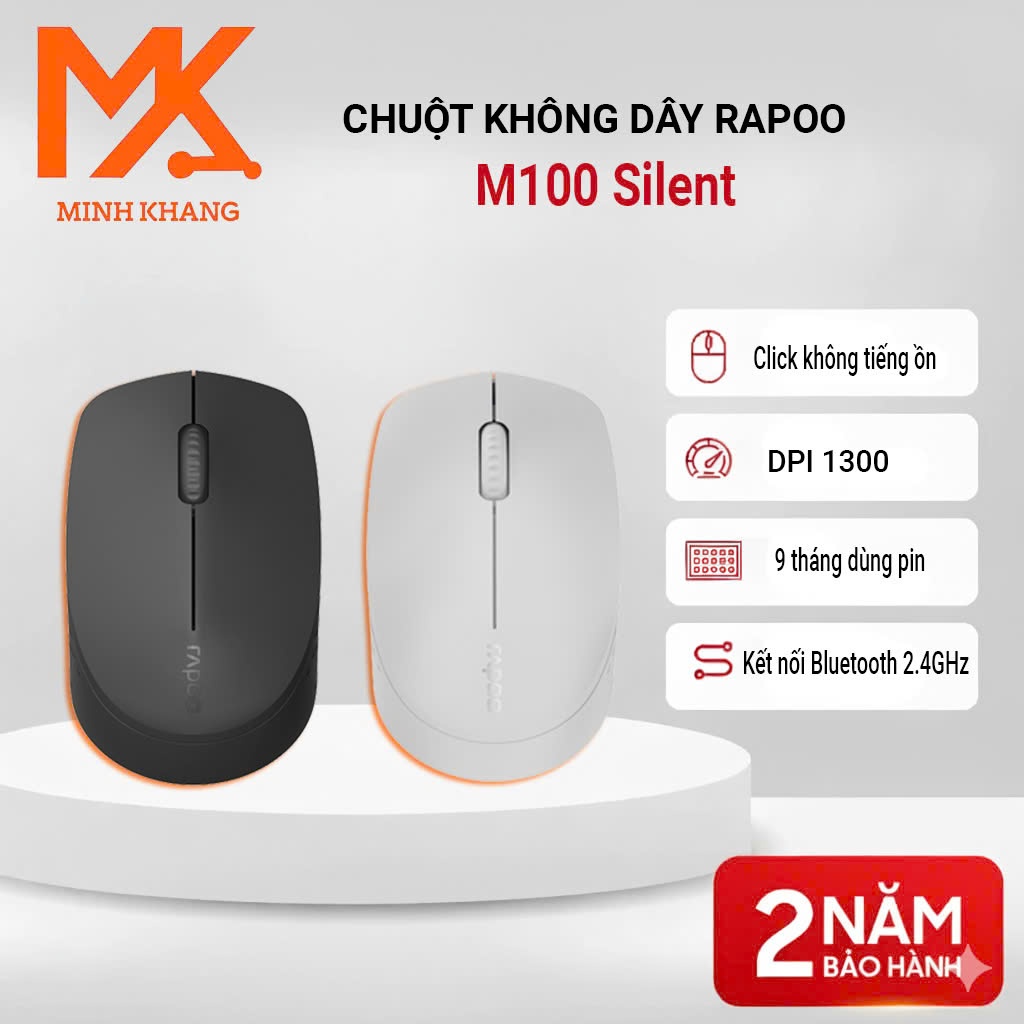 Rapoo M100 Silent/ Rapoo M300 Silent Multi-Connect Wireless Mouse – Bluetooth & 2.4GHz, กดเรียบ, ประ