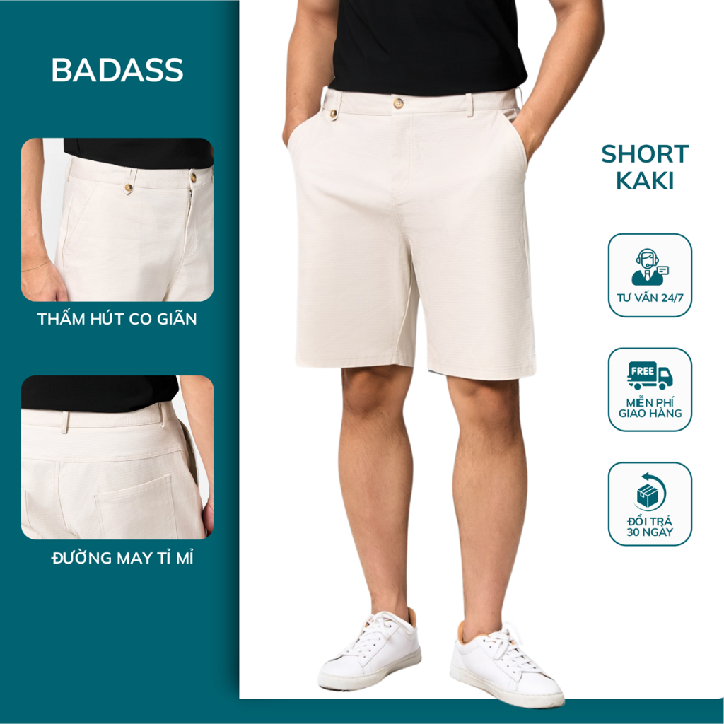 กางเกงขาสั้น KaKi BADASS สุดเท่ ยืดหยุ่น ดูดซับ หรูหรา Polite - QSKTK617