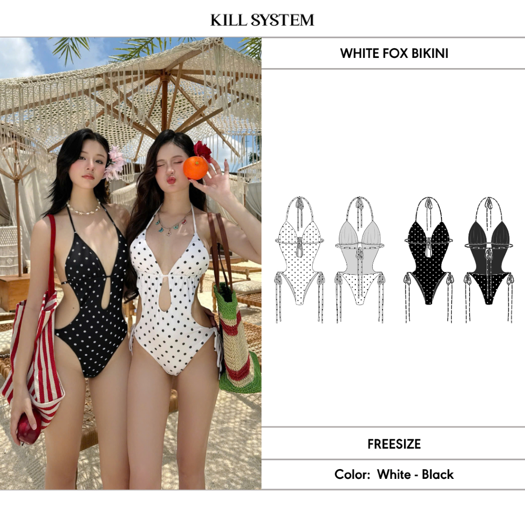 บิกินี่ลายจุด FOX สีขาว - KILL SYSTEM
