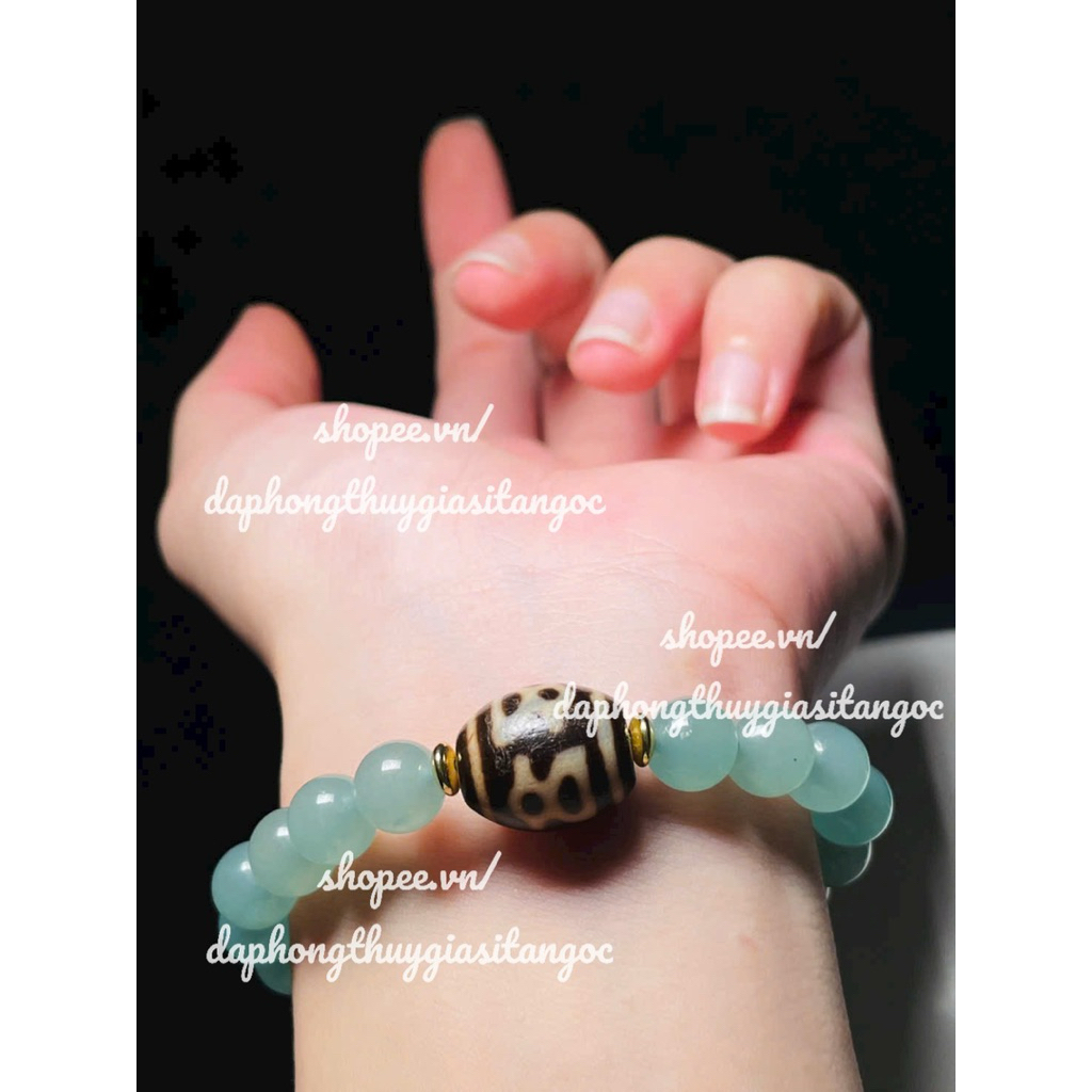 กําไลข้อมือและกําไล Da T. Anh Blue Mix Dzi Svip ขนาด 8mm Goods Kiem Dinh
