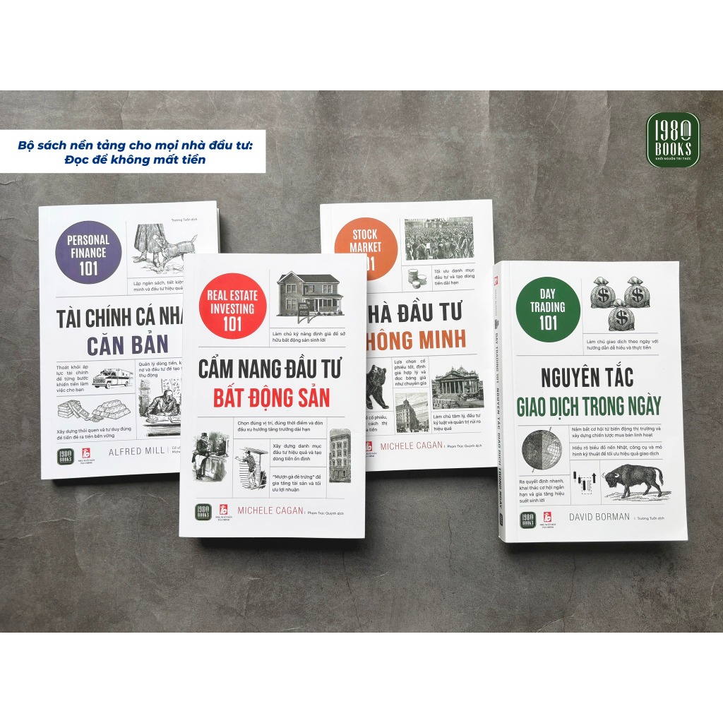 คอมโบหนังสือ 4 เล่ม - การเงิน 101: การเงินส่วนบุคคล, การลงทุนหุ้น, การซื้อขายวัน, การลงทุนอสังหาริมทรัพย์