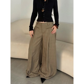 Quần dài ống rộng Modern Pants Migcool, quần ống rộng nữ chất đũi xước form suông rộng Q05