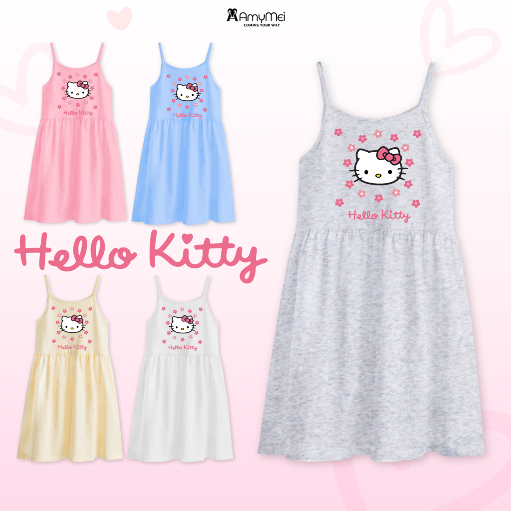 คิตตี้ เอมี่เมย์ เดรสเด็กผู้หญิง 2 สาย เดรสผ้าคอตตอนญี่ปุ่นสุดเท่ สําหรับเด็กทารก 14-50กก. DAMDAY_KT