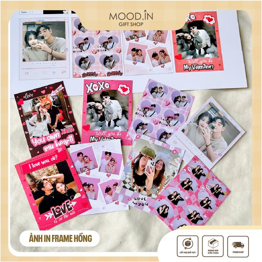 Combo 5c 1c พิมพ์ภาพถ่ายบน Demand 6x8cm พร้อมรุ่น Pre-Frame กรอบสีชมพู