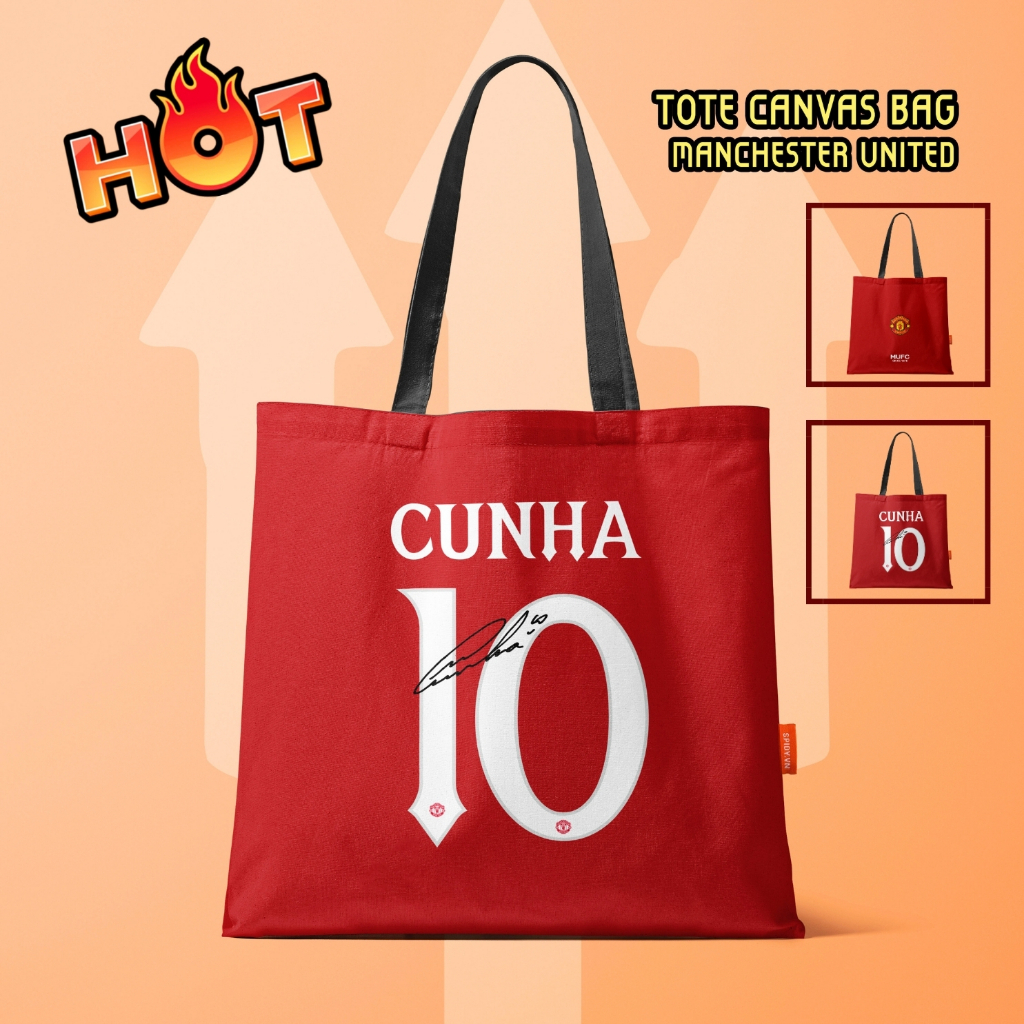 กระเป๋า Tote Manchester United – Spody TTMU02 Cunha 10, ผ้าใบสําหรับแล็ปท็อป/โรงเรียน/Going Out, อุป