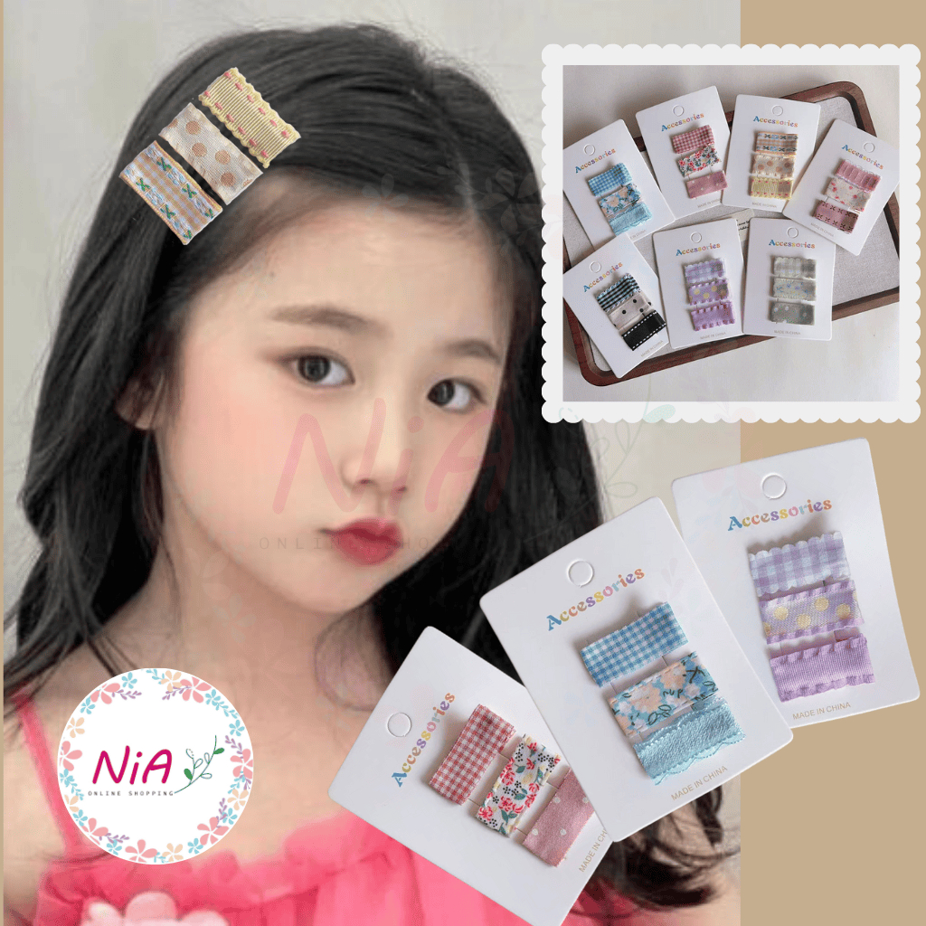 ชุดกิ๊บผ้า 3 ชิ้นลายวินเทจสีสันสดใสและปักลายดอกไม้น่ารักสําหรับเด็กผู้หญิงและผู้หญิง ใน ร้านค้า พีเค302