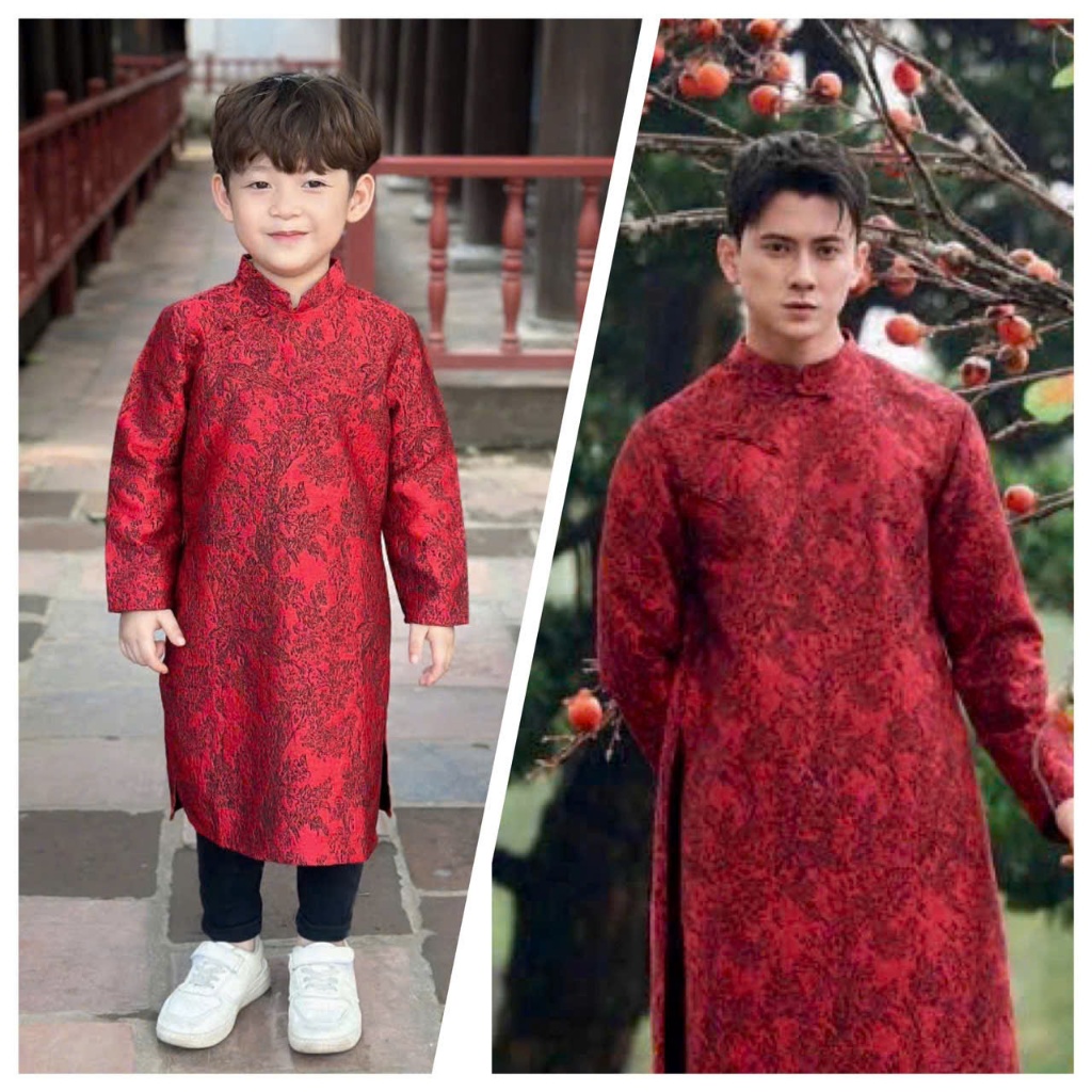 Ao dai สําหรับพ่อและเด็กชาย Tet ao dai สําหรับเด็ก 2026 ผ้าโบรเคดคุณภาพสูง - Mother&Baby ao dai - MB