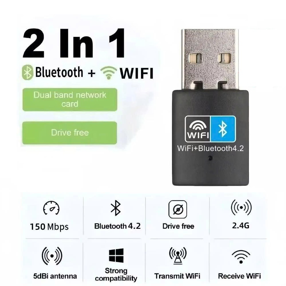 ตัวรับส่งสัญญาณ USB Bluetooth + WiFi 150Mbps 2.4GHz 2 in 1 RTL8723 สําหรับคอมพิวเตอร์ แล็ปท็อป...