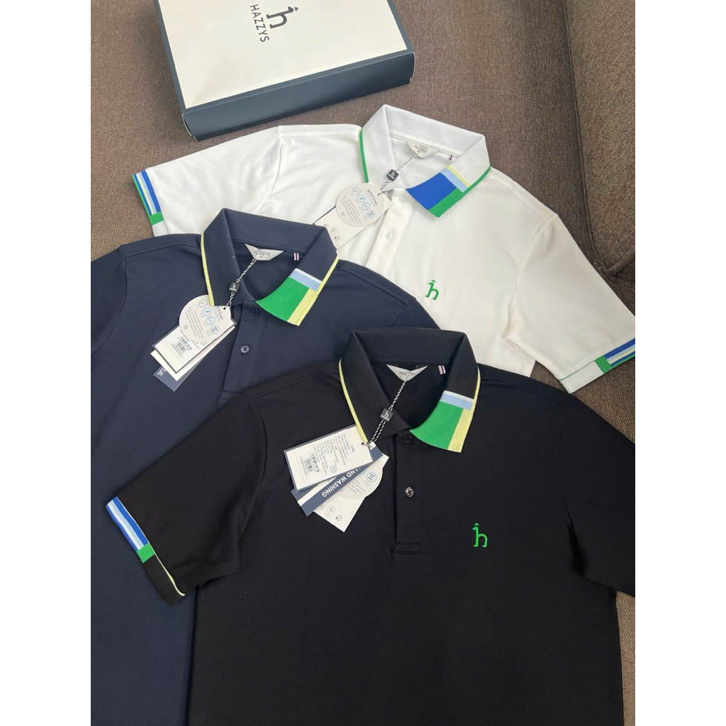 Hazzy golf Polo 2 สีขาวดําดีเทลคอที่สะดุดตา