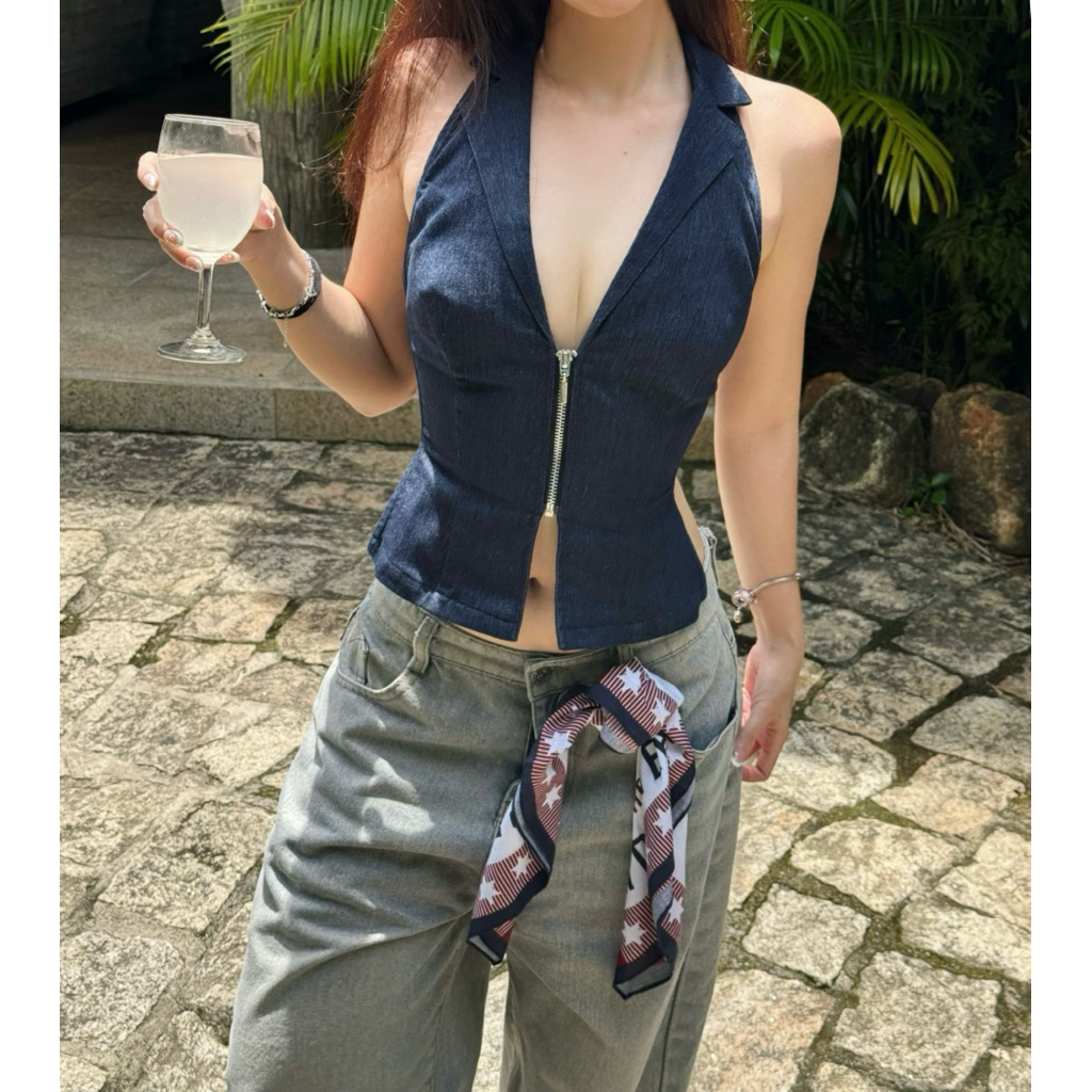 ÉMILIE - Lizzy Top - เสื้อสายเดี่ยวยีนส์เว้าหลัง - รูปที่ 4