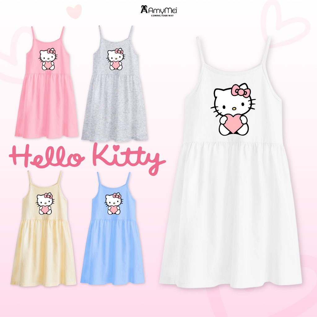 คิตตี้ เอมี่เมย์ เดรสเด็กผู้หญิง 2 สาย เดรสผ้าคอตตอนญี่ปุ่นสุดเท่ สําหรับเด็กทารก 14-50กก. DAMDAY_KT