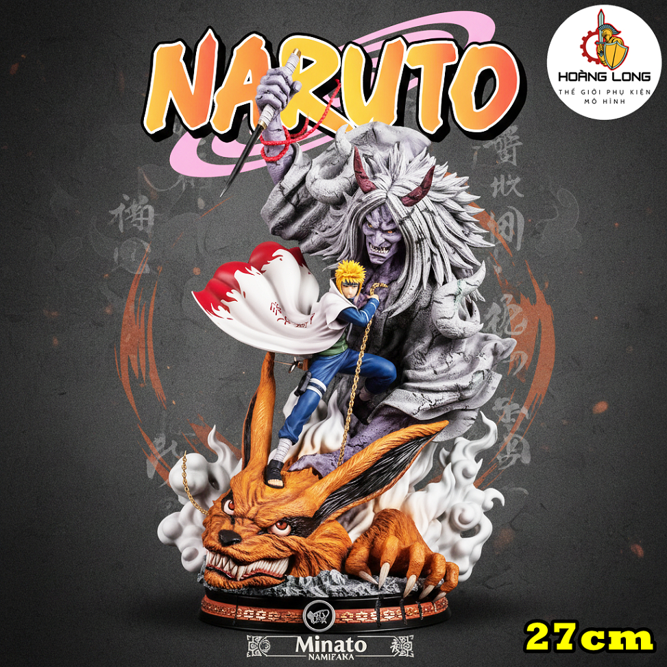 มินาโตะ vs Nine-Tails รุ่น 27ซม. ฟิกเกอร์นารูโตะ ของขวัญสะสม ของตกแต่งพีซี โต๊ะทํางาน (Hang Long acc