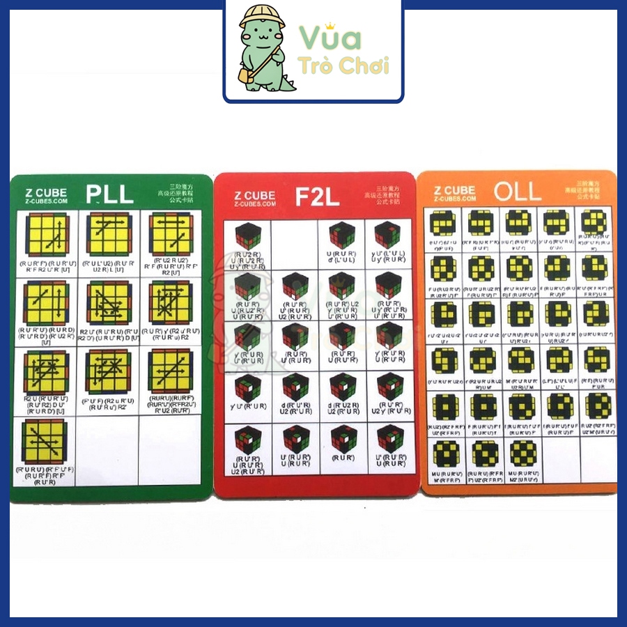 ชุดการ์ดสูตร 3 ใบ Full CFOP F2L OLL PLL Speed Rubiks Solution