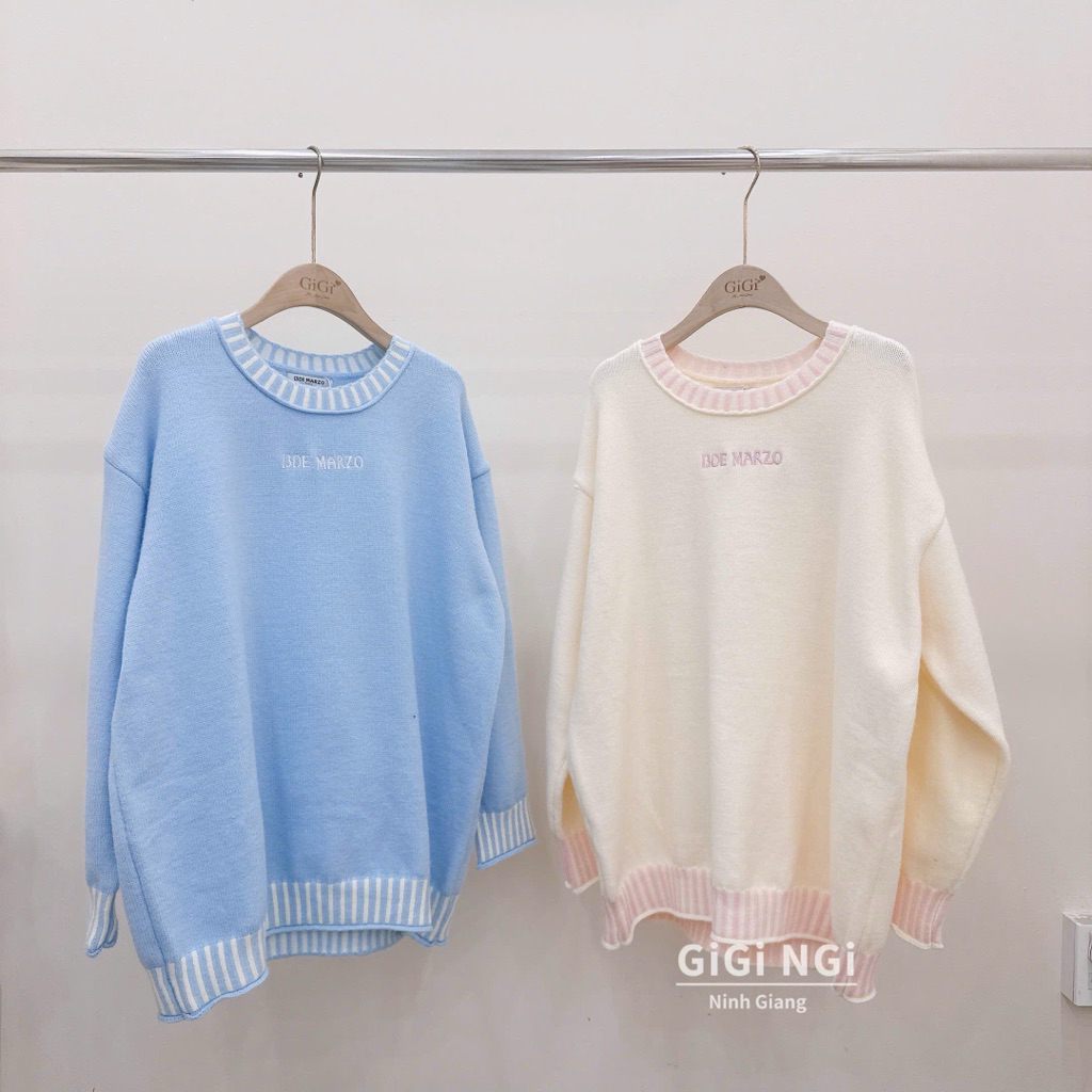 13DE MARZO BEAR STRIP-NECKLACE SWEATSHIRT