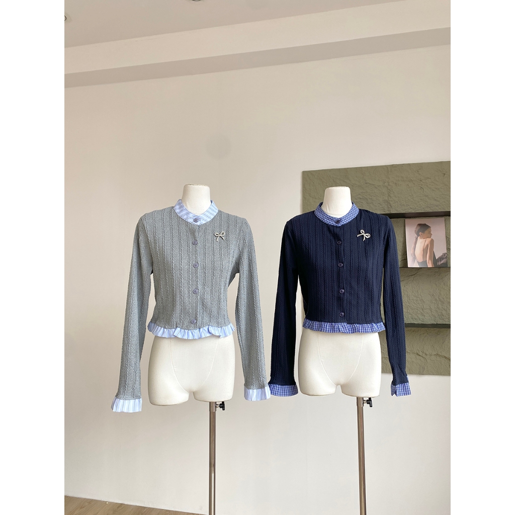 (QC product) เสื้อสเวตเตอร์ถักไหมพรมแขนยาวถักชายทรงเล็ก - Dalyn