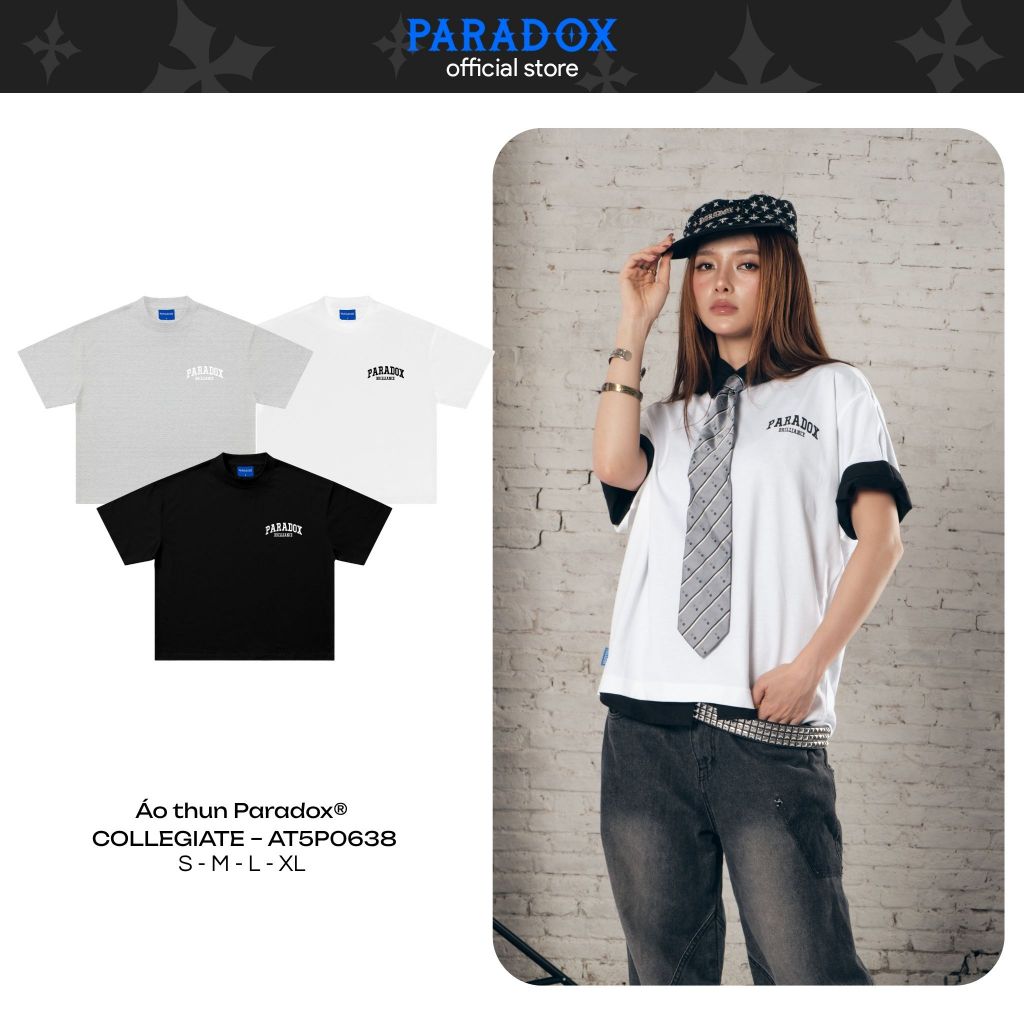 COLLEGIATE TEE ผ้าฝ้ายทรงกล่อง PARADOX AT5P0638