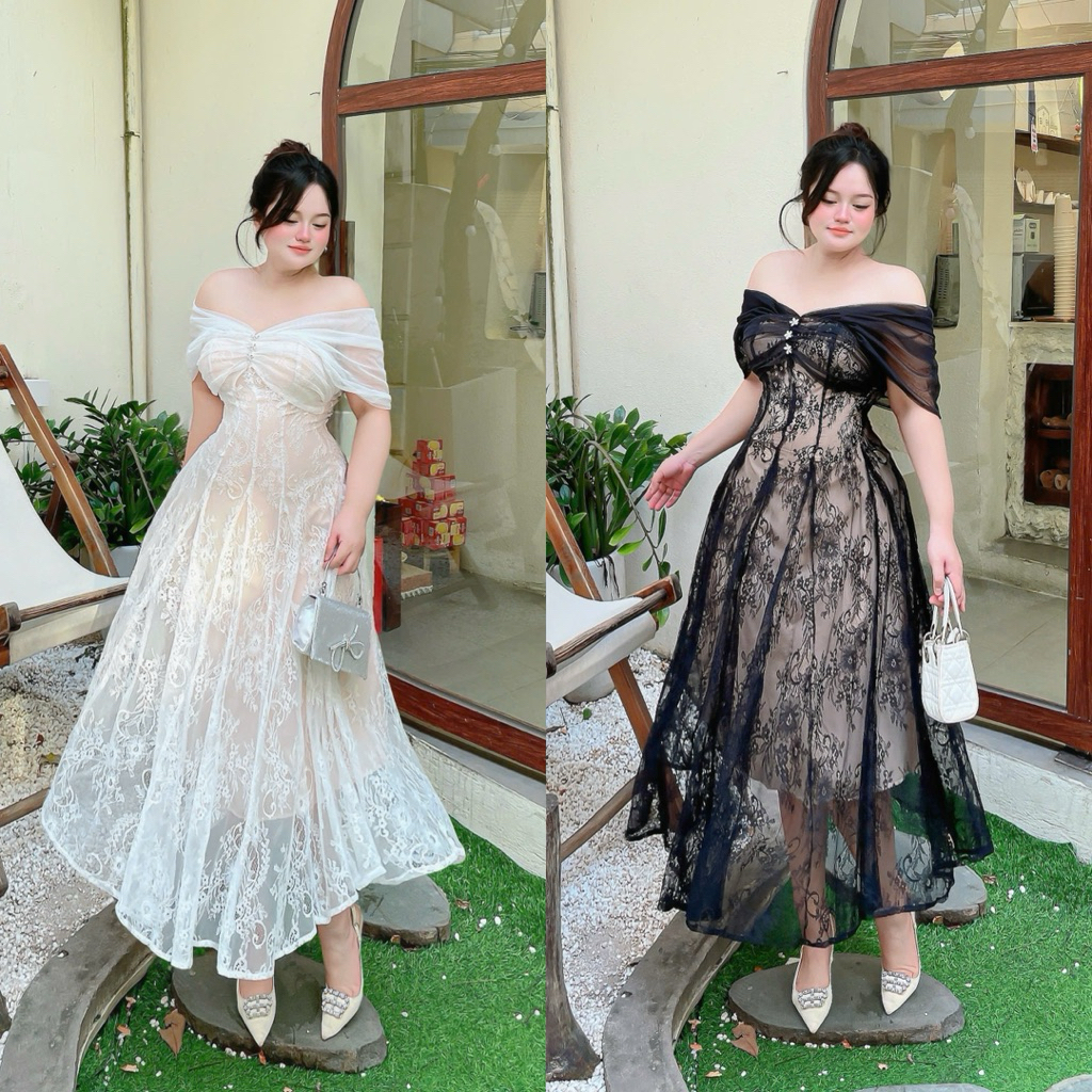 ชุดเดรสตาข่ายเปลือย 55-90กก. QUNH NHU BIGSIZE
