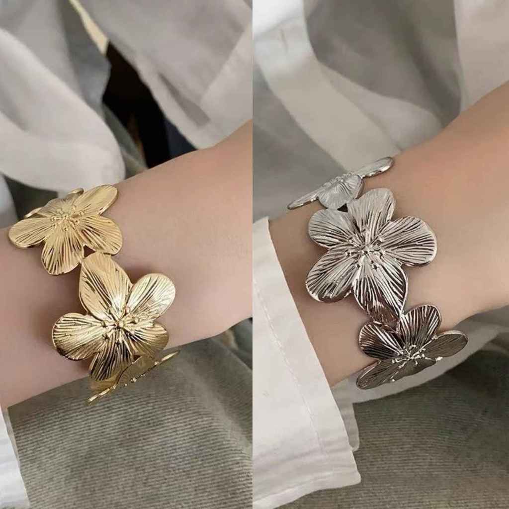 สร้อยข้อมือเปิดดอกไม้แอปริคอทขนาดใหญ่สไตล์ยุโรปและอเมริกา VT4