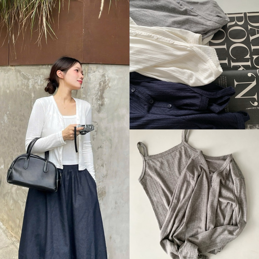 Zinnia/Autumn เสื้อ 2 ชิ้น + คาร์ดิแกนทอ Set 6655