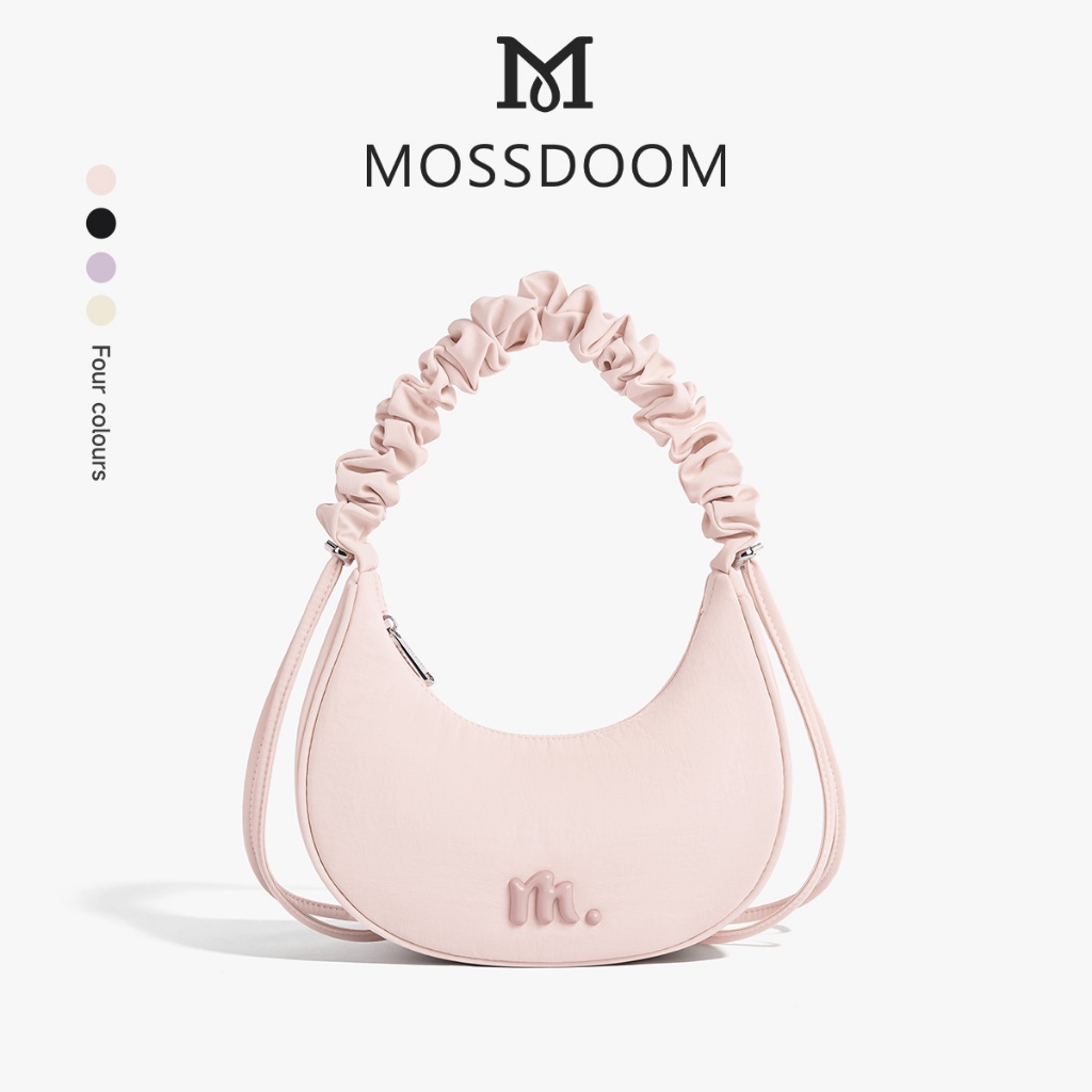 มอสดู ซิลวี่ กระเป๋าผ้าใบไหล่ข้างเดียวที่เรียบง่ายและน่ารักพร้อมสายสะพายไหล่จีบแบบพกพามัลติฟังก์ชั่น