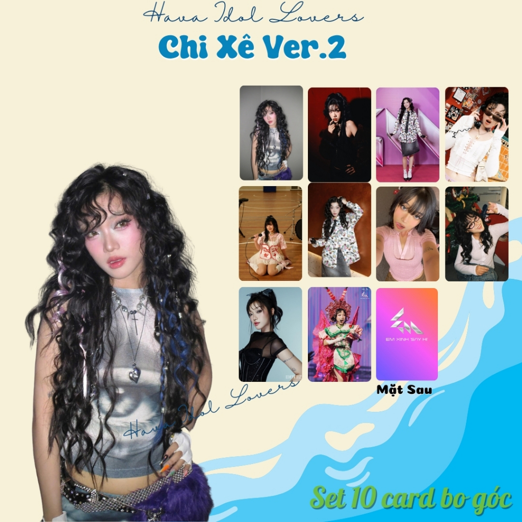 ชุดการ์ดมุม CHI XA 10 ใบ - คุณสวย | Photocard "New Wind" เคลือบมันเงาพร้อมสติ๊กเกอร์แขนฟรี