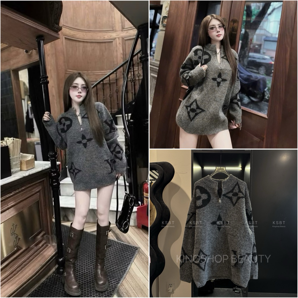 •Kingshopbeauty•QC เสื้อสเวตเตอร์คอปกซิปปักลายคุณภาพสูง