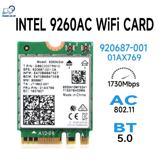 การ์ด Wifi 5 INTEL AC 9260 NGW M2 2230 KEY EA 5Ghz Bluetooh 5 สําหรับแล็ปท็อปพีซี TinyPc MiniPc เดิม