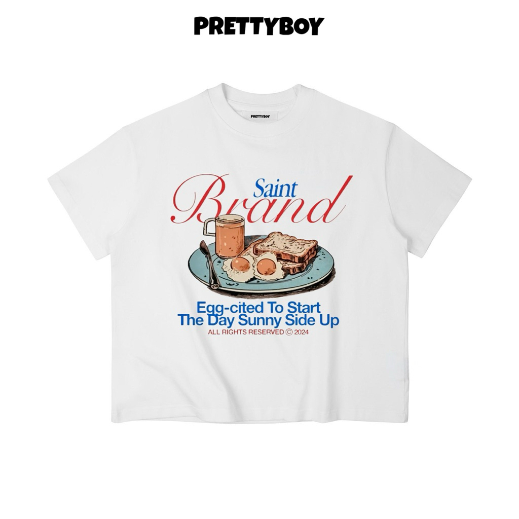 เสื้อยืด Boxy สําหรับผู้ชายและผู้หญิง BRIGHTEN cotton 250gsm American Teen Style - PRETTYBOY