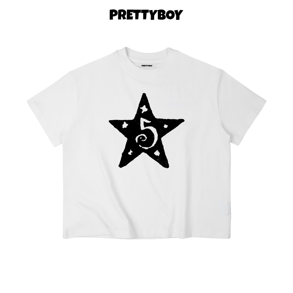Boxy Star 5STAR TEE ผ้าฝ้าย 250gsm สไตล์วัยรุ่นอเมริกัน - PRETTYBOY