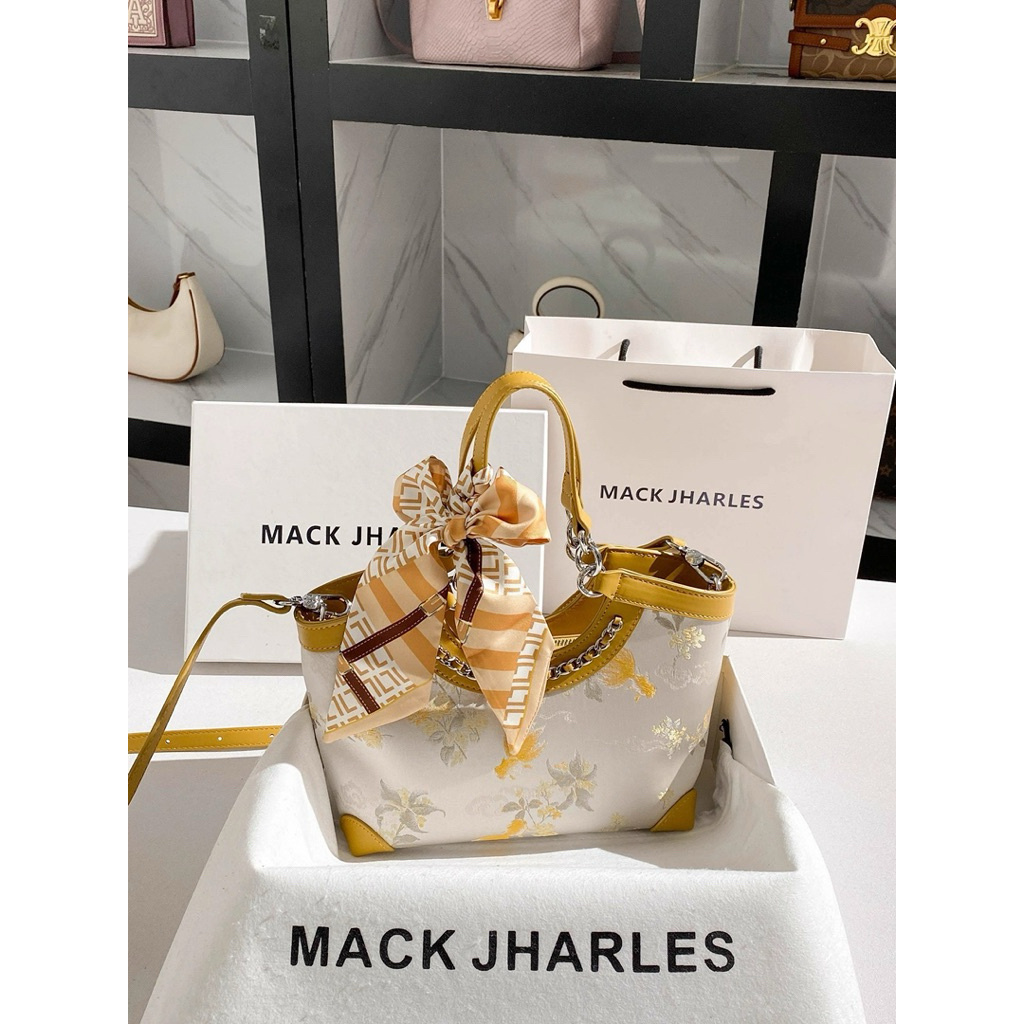 QC SUPER VIP BAG - MARK JHARLES HANDBAG ขนาดใหญ่ 23 ซม. หรูหราสีเหลือง