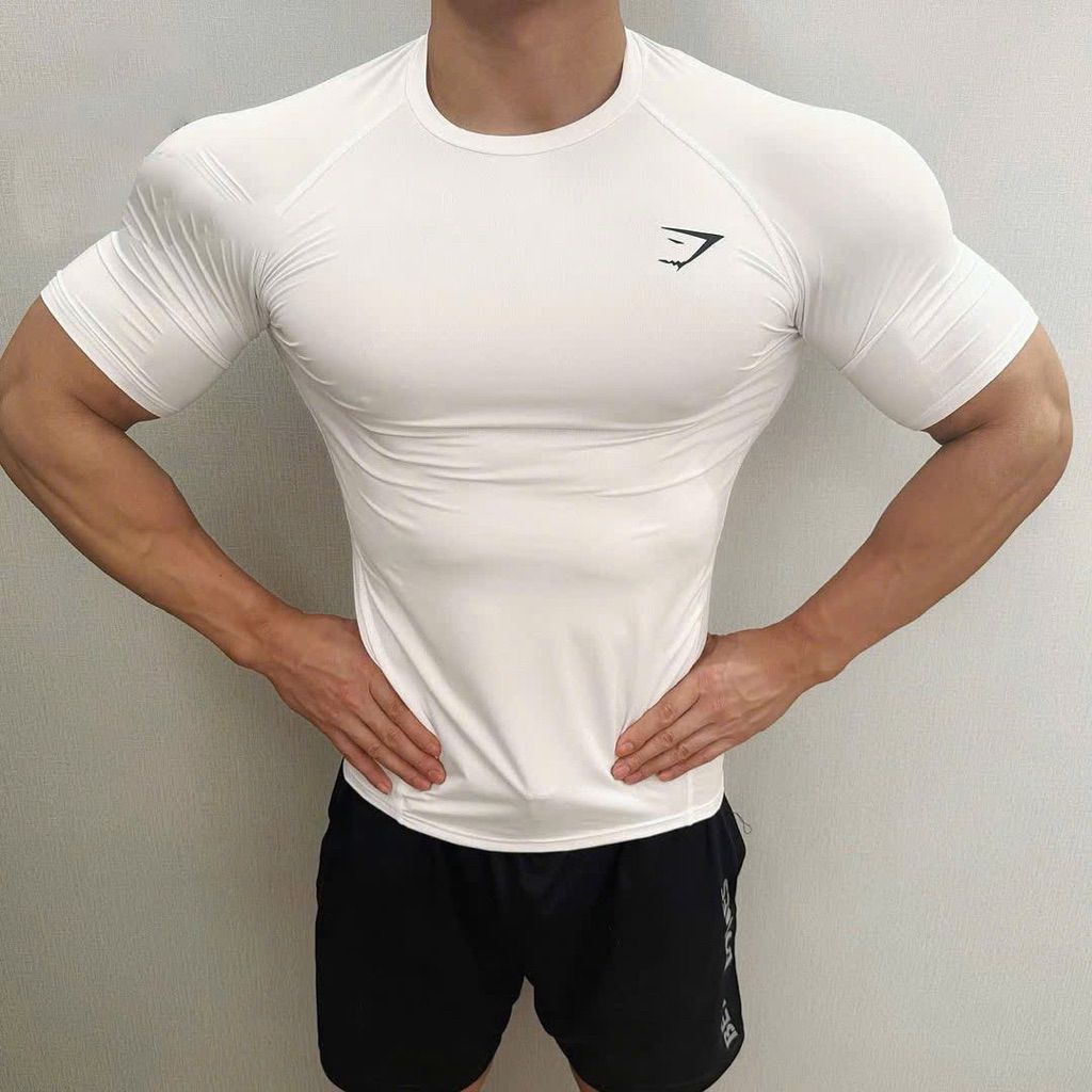 Gym@Shark Body เสื้อเชิ้ตแขนสั้น เสื้อยางยืดลอยน้ําคุณภาพสูง