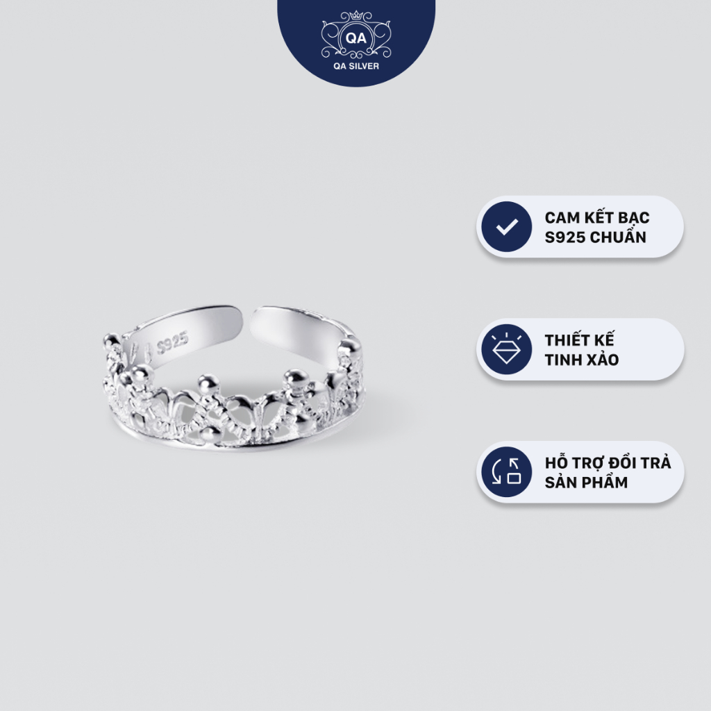 แหวนเงิน 925 ประดับมงกุฎ ขนาดเล็ก มิดิ หรือข้อต่อเท้า S925 CROWN QA SILVER Ring RI230903