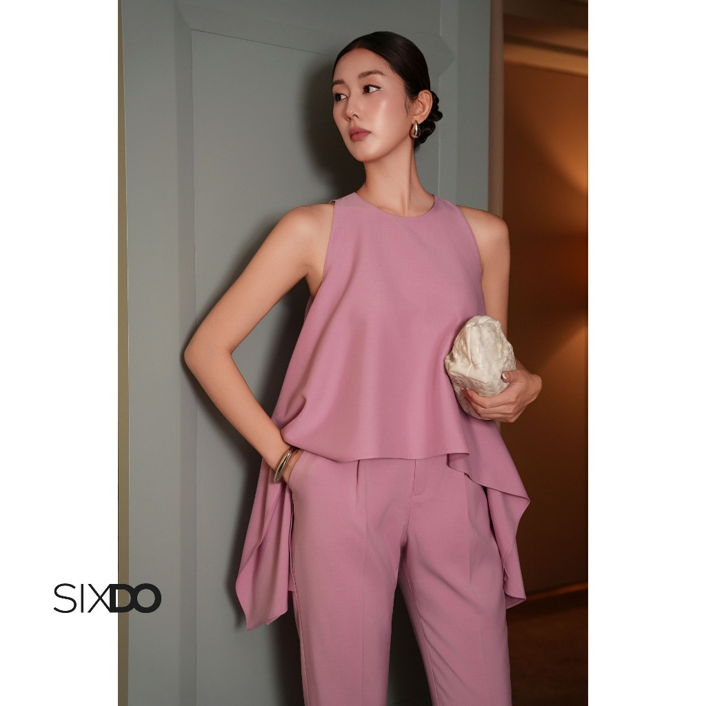 เสื้อเบลาส์ Tulle แขนยาว SIXDO (เสื้อ Tulle สีชมพู)