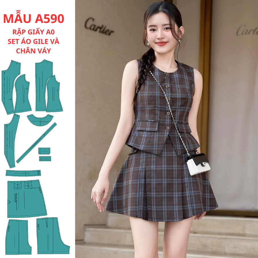 PAPER SHEET A0 GILE SHIRT AND SKIRT SET-A590