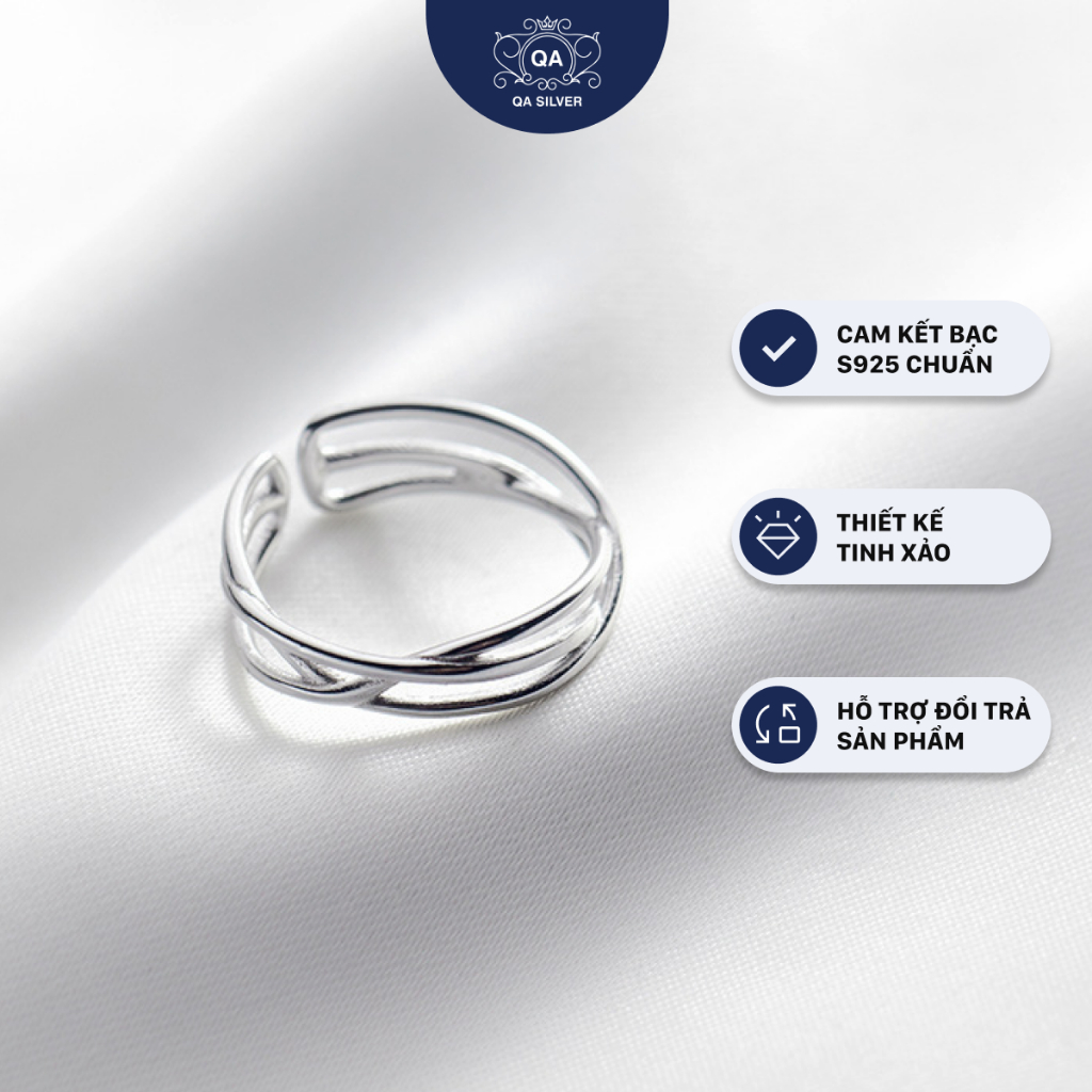 แหวนเงินแท้ 925 สําหรับผู้หญิงแบบนิ้วพิ้งกี้ขนาดเล็ก S925 LAYER QA SILVER Ring RI210202
