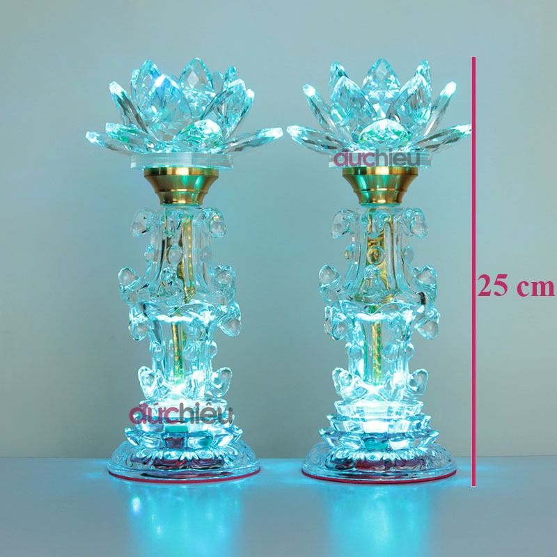 โคมไฟดอกบัวคริสตัลสําหรับโต๊ะบูชา 25ซม. - บรรพบุรุษ FNN ตายาย พระพุทธรูป พระโพธิสัตว์ I Duc Hieu Sho