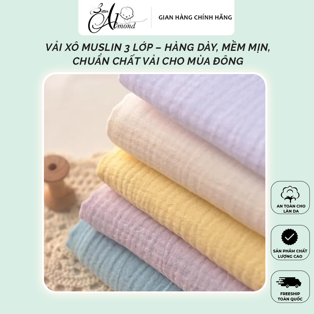 3-LAYER MUSLIN FABRIC ได้รับการสนับสนุนในเกาหลี - รายการหายาก, THICK, SOFT, ผ้ามาตรฐานสําหรับฤดูหนาว