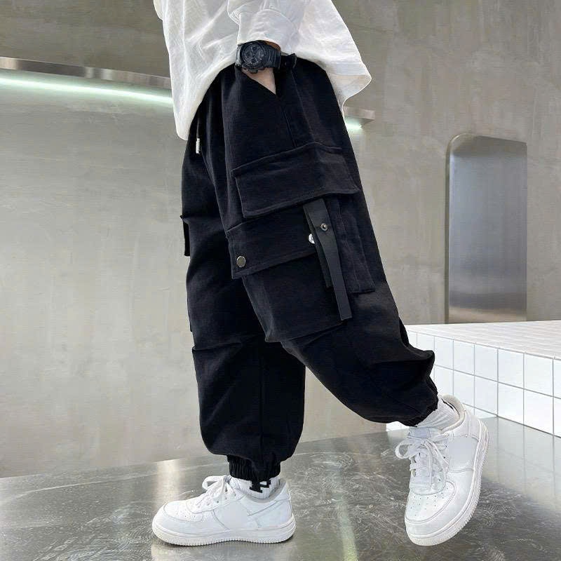 NANA CHAN - กางเกงขายาวสําหรับเด็กผู้ชาย BIG SIZE 120-170 กางเกงสีกากี มีกระเป๋า 2 ข้าง KB151