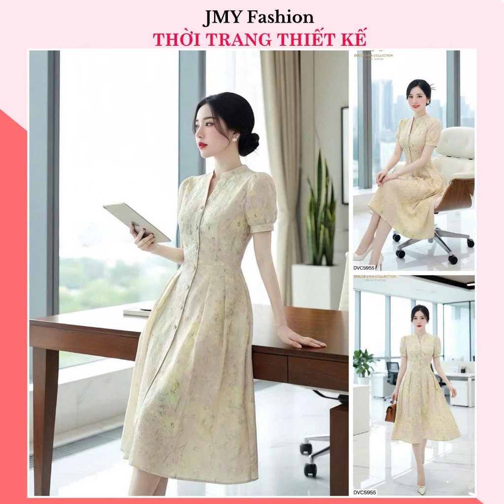 DVC5955 Office V คอสีเบจลายดอกไม้ [Dolce Viva Collection (DVC/ACC)]