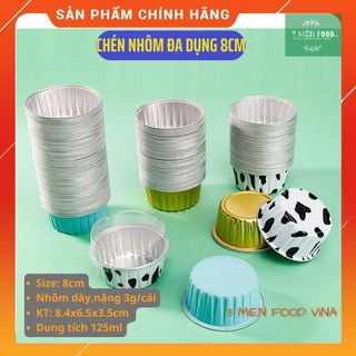 50 Chén nhôm, cốc nhôm KT 8.4cm,nhôm dày cứng cáp, nhiều họa tiết dùng để nướng bánh hoặc các loại thức ăn khác-3 miền