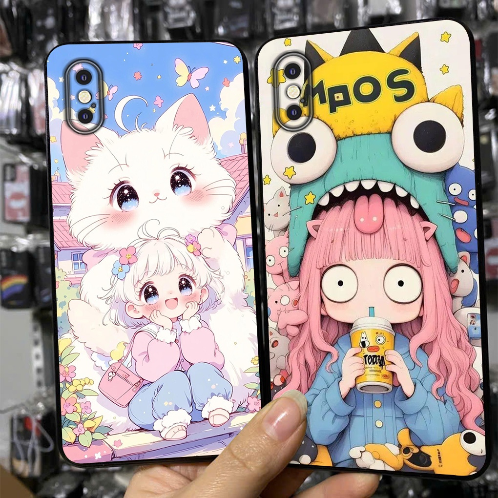 เคสสําหรับ Iphone X / ip Xs / ip Xs max พร้อมพิมพ์ลายสาวน่ารัก / เคส tpu ยืดหยุ่น